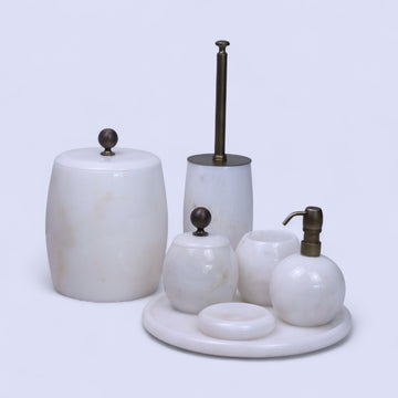 Aurora Deluxe – 7-teiliges Badset aus weissem Marmor