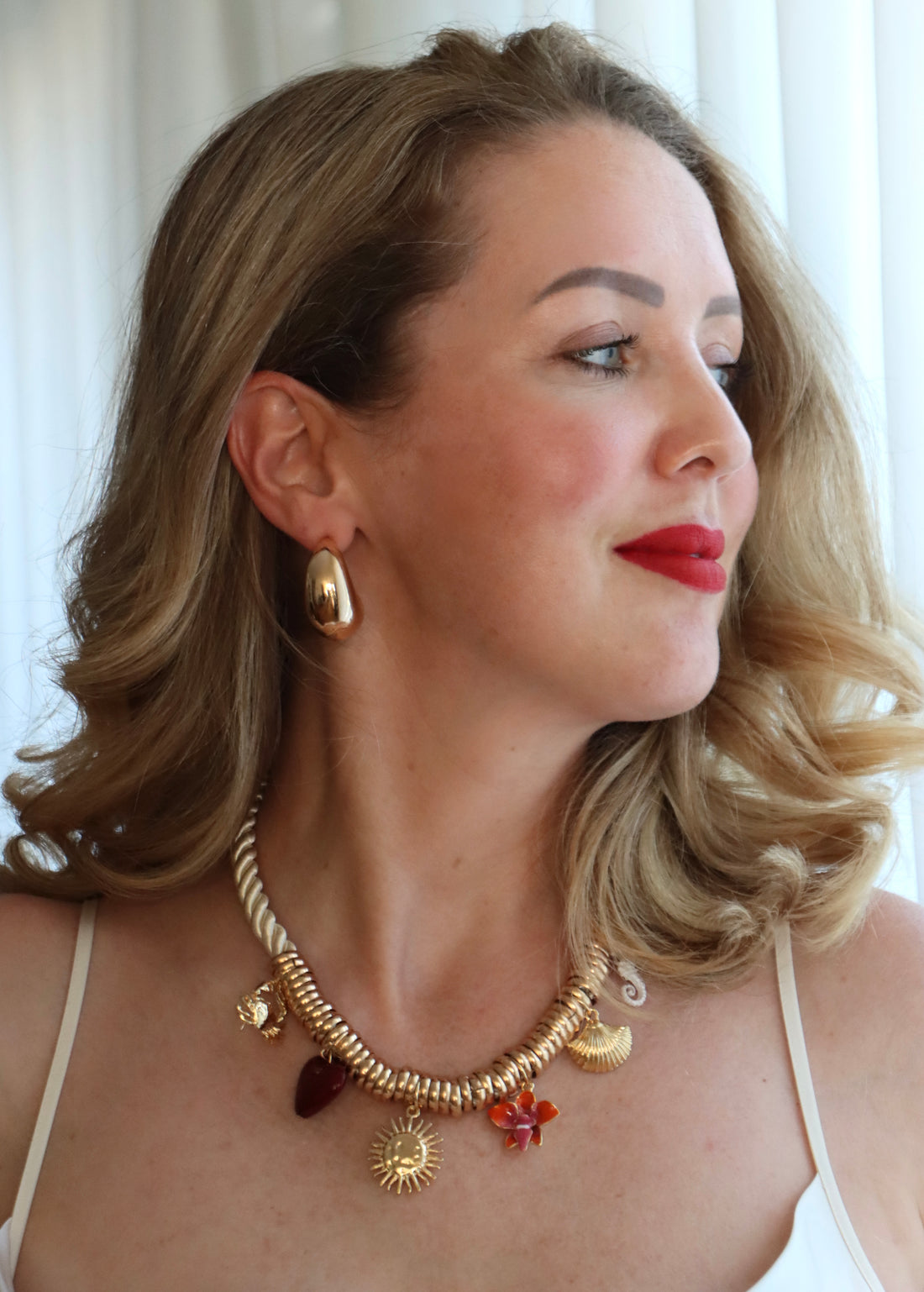 Golden Breeze Schmuckset - Kette mit Änhängern und Creolen