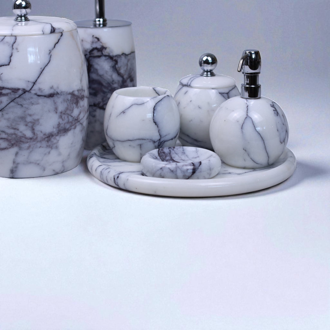 Violett Elegance Deluxe – 7-teiliges Badset aus Marmor