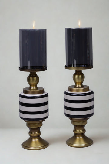 Lumière Noir - Lanterns in striped design (set of 2)