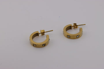 Pave Gold C-Hoops