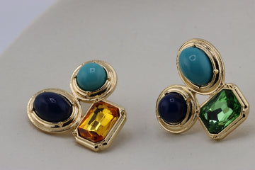 Colorful Mixed Gemstone Cluster Earrings