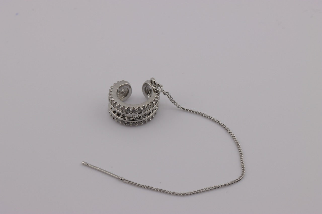 Spiral Drop Silver Ear Cuff
