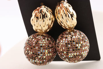 Golden Crystal Cluster Stud Earrings