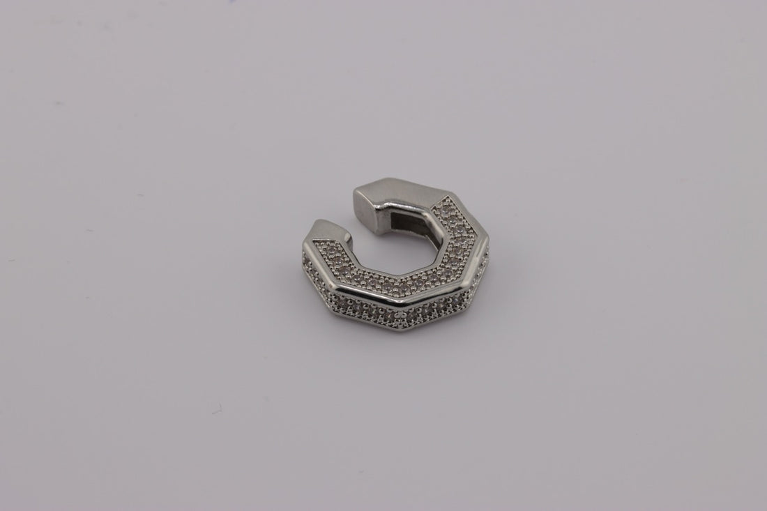 "Hexagonal Elegance Ear Cuff Silver"