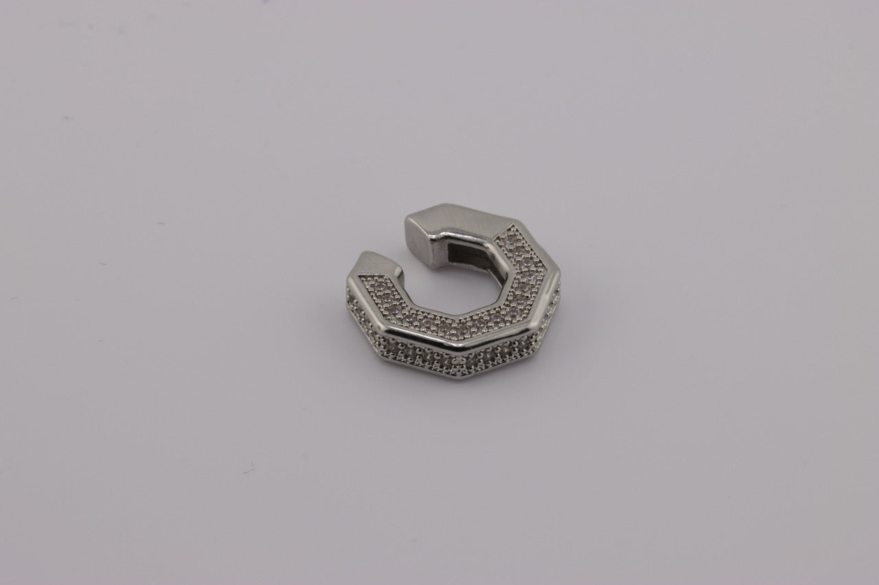 "Hexagonal Elegance Ear Cuff Silver"