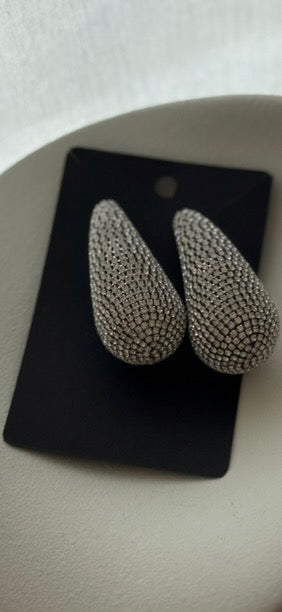 Silver Textured Leaf Drop Earrings