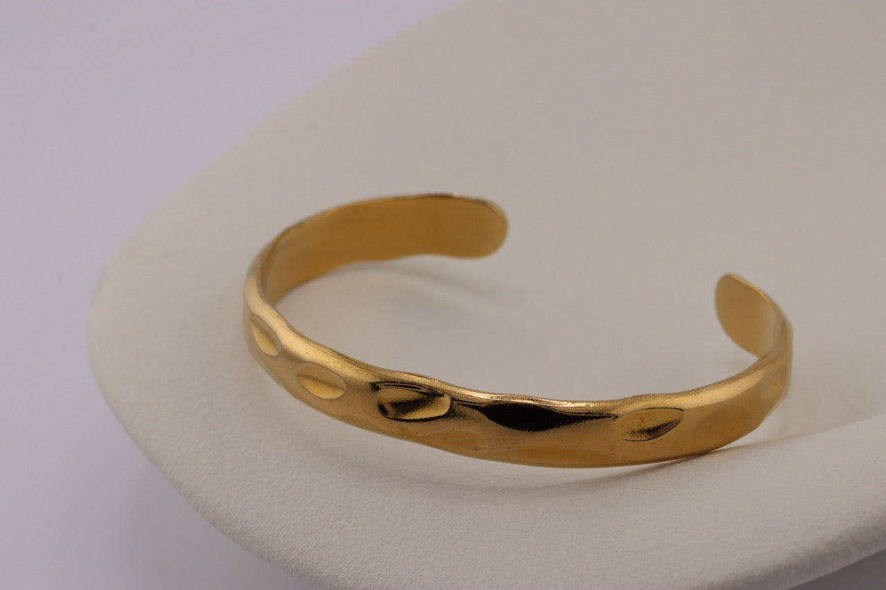 Engraved Gold Bracelet with Fine Edges