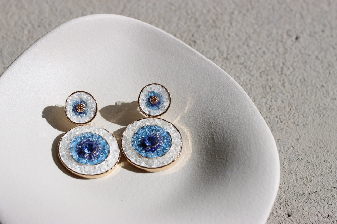 Blue Aura - Ohrstekcer mit Blue Eye & Kristallakzent