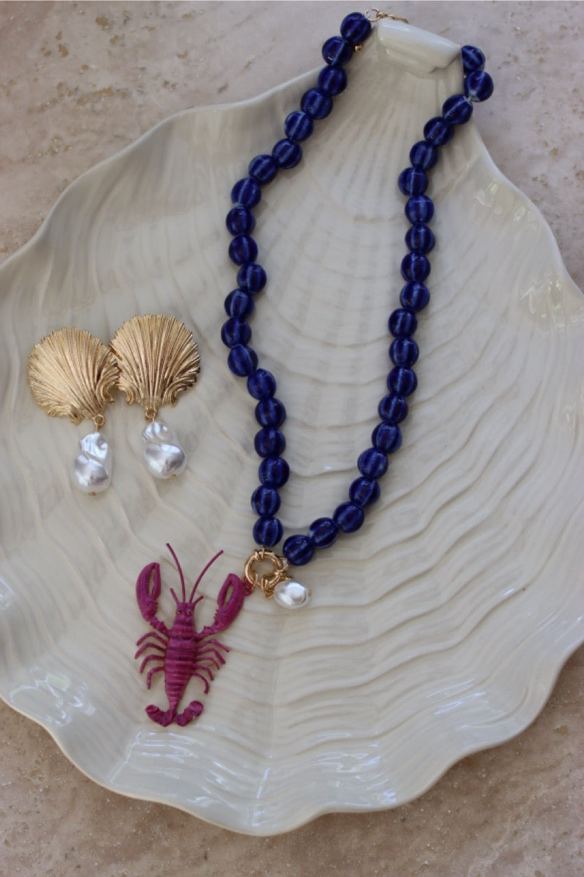 Ocean Chick Schmuckset - Muschelohrringe und Perlenkette