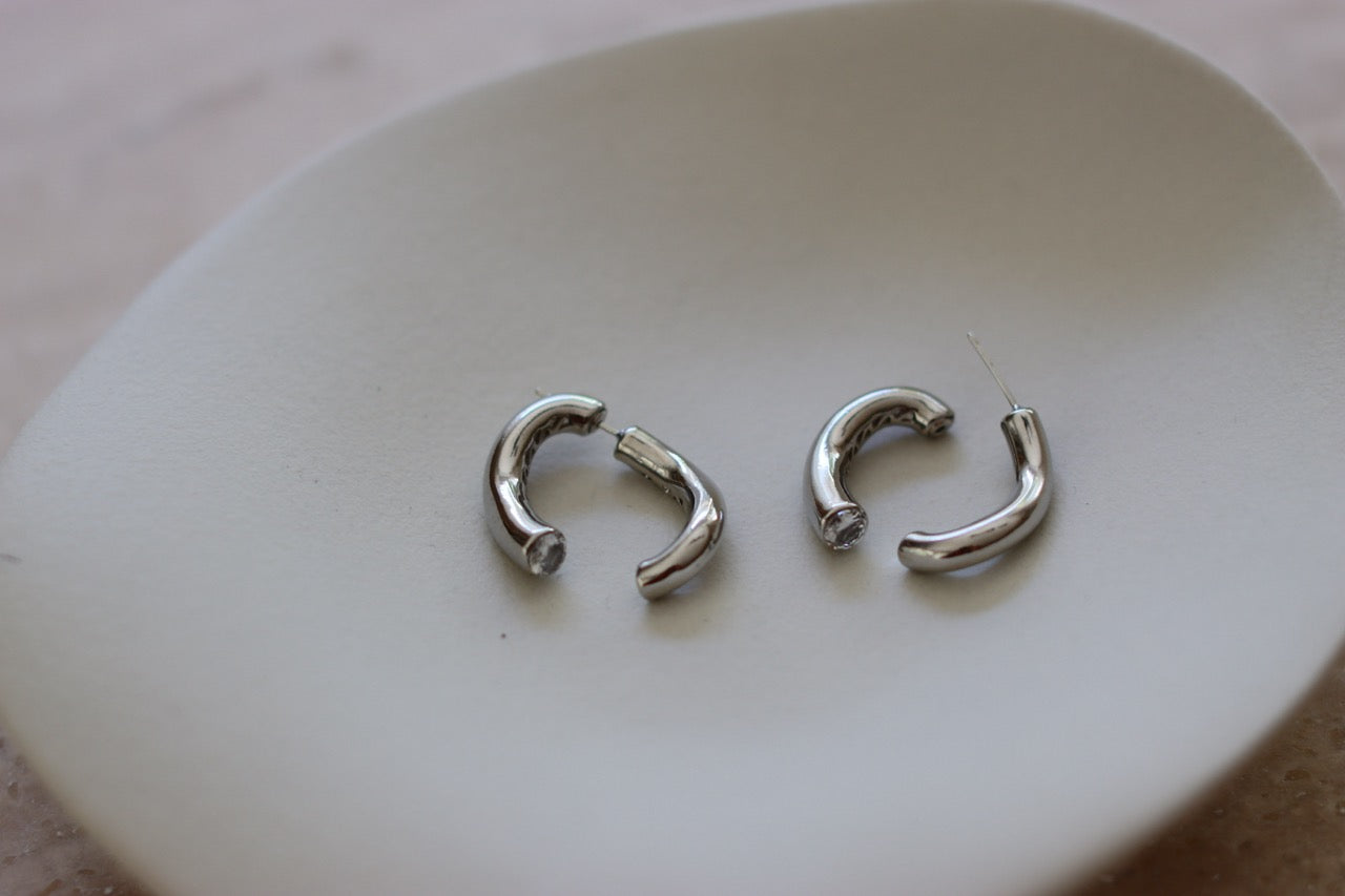 Core Hoops - Edelstahl Creolen mit Zirkonia
