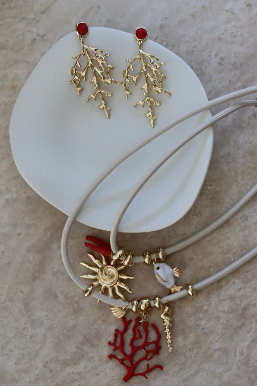 Sun & Sea Schmuckset - Sommerliche Kette & Korallen Ohrringe