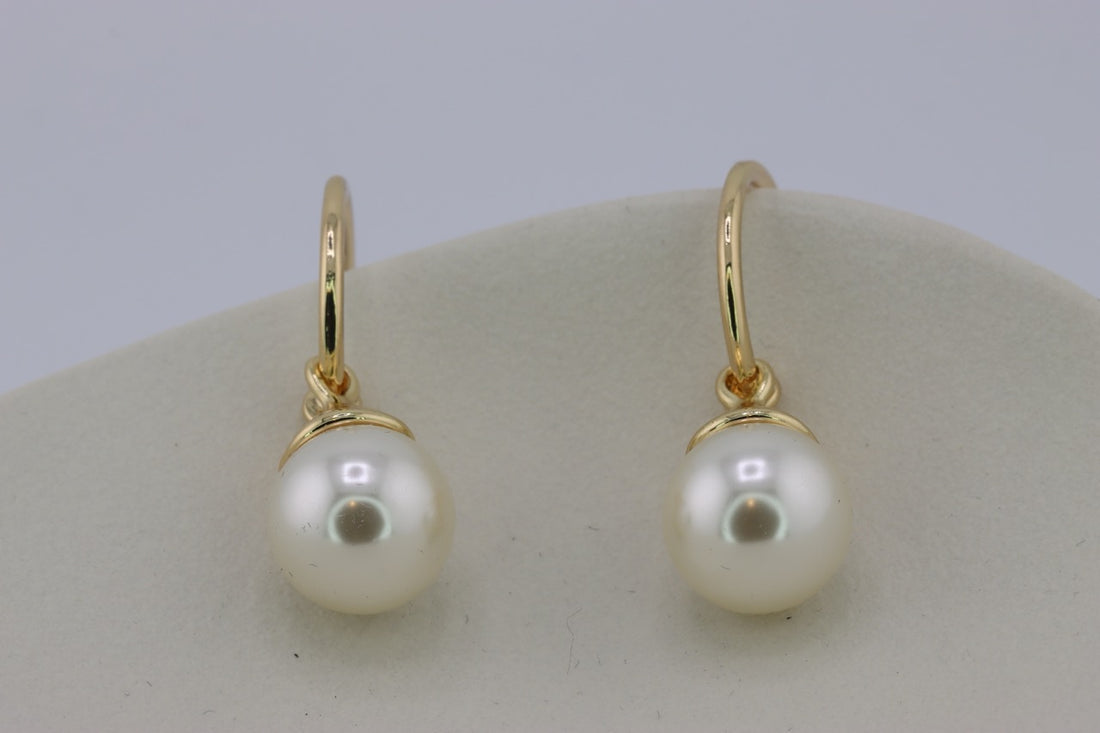 Golden Pearl Hoops