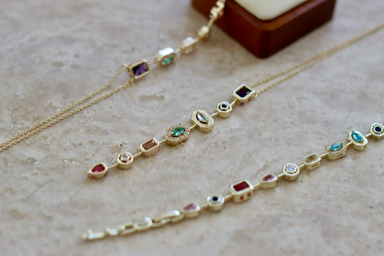 Gem Grace Schmuckset - Feines Set mit bunten Steinen