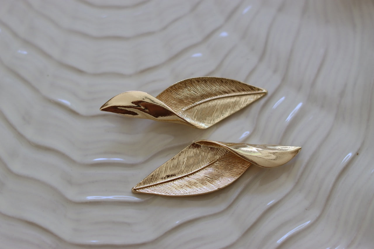 Sunset Net Schmuckset - Netz Kette und Goldblatt Ohrringe