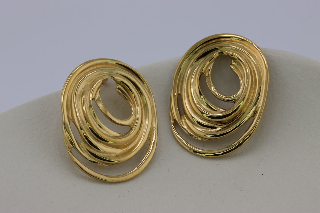 Vintage Gold Swirl Clip-On Earrings