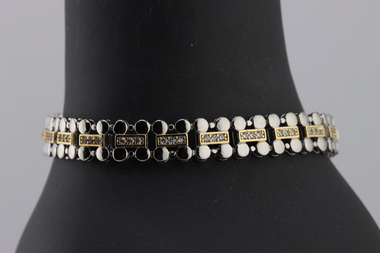 "Majestic Dual-Tone Elegance Bracelet"