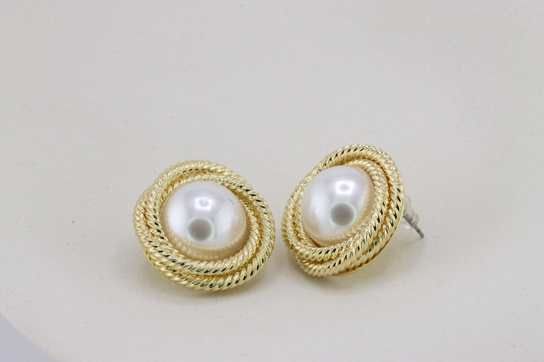 Classic Pearl Twist Stud Earrings