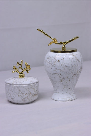 Nature Icons Duo - White Marble (Gold)