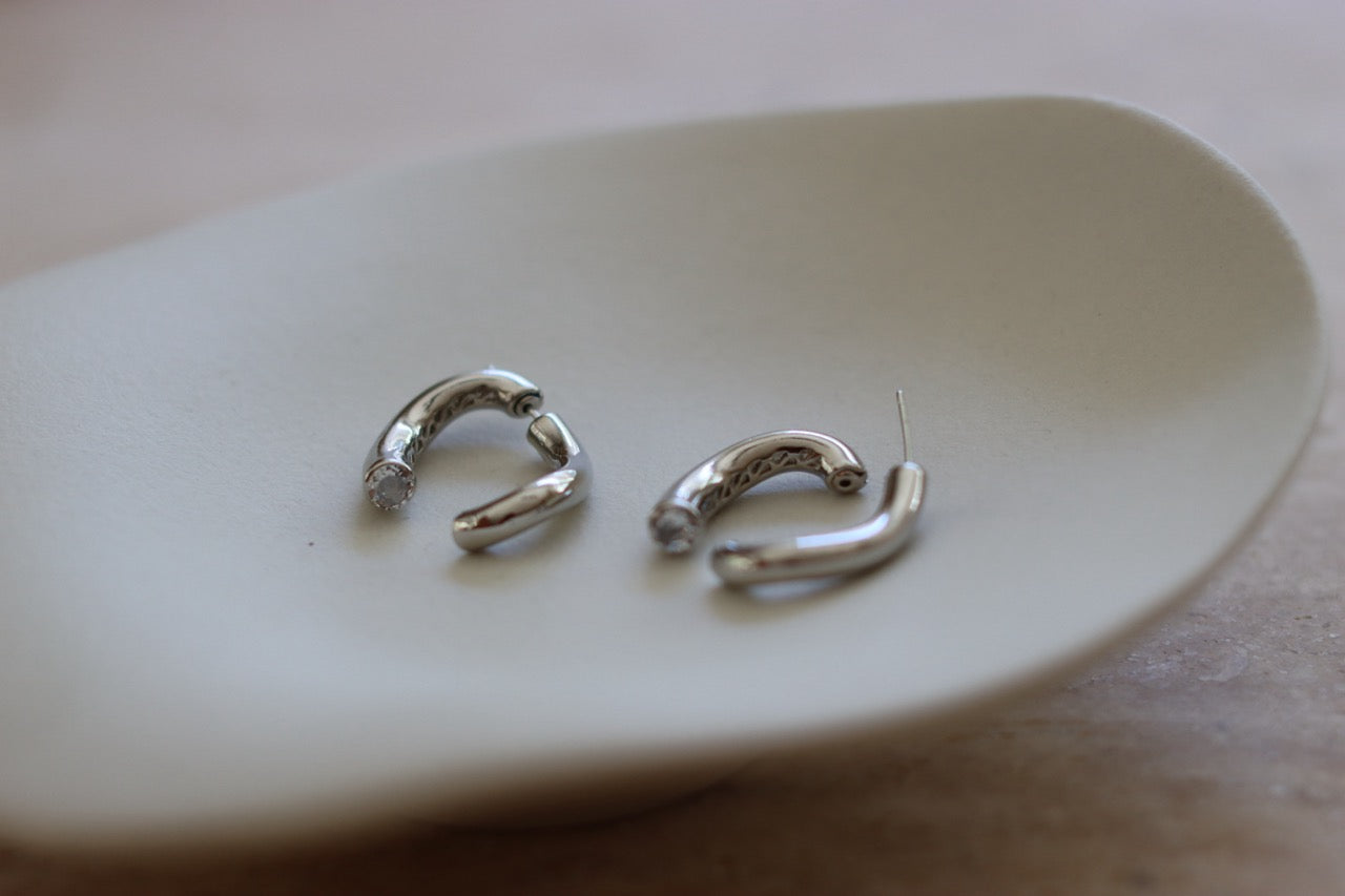 Core Hoops - Edelstahl Creolen mit Zirkonia