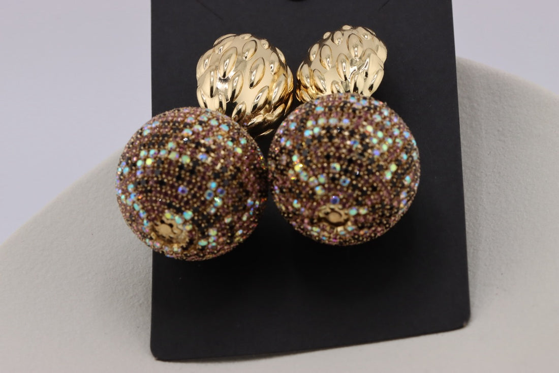 Golden Crystal Cluster Stud Earrings