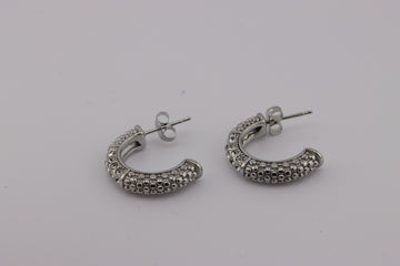 Textured Silver Twist Hoops