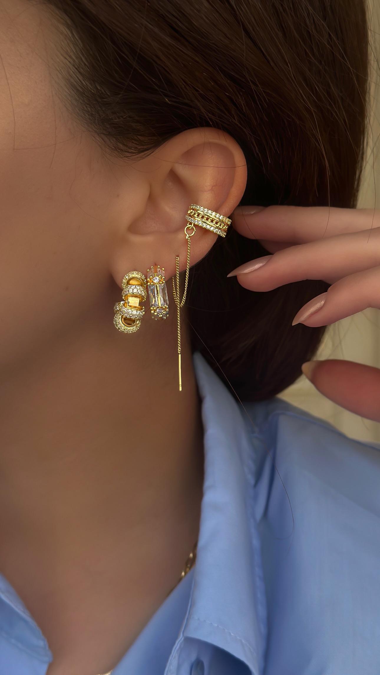 Spiral Drop Gold Ear Cuff