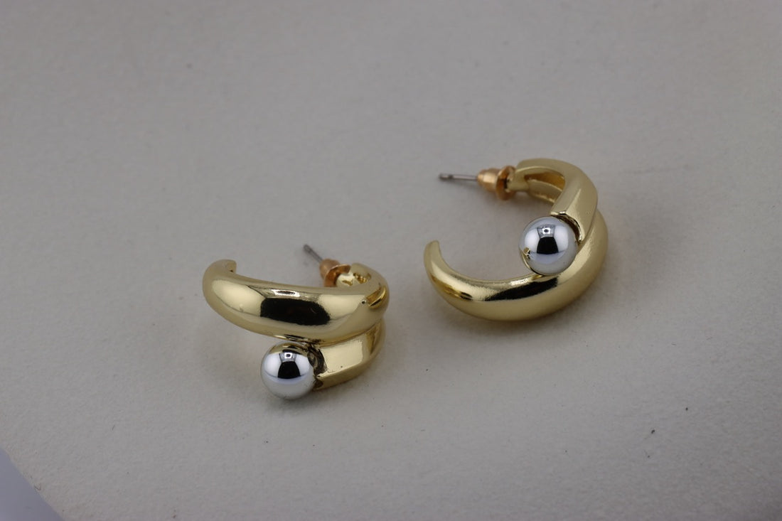 Modern Gold and Silver Pearl Earrings