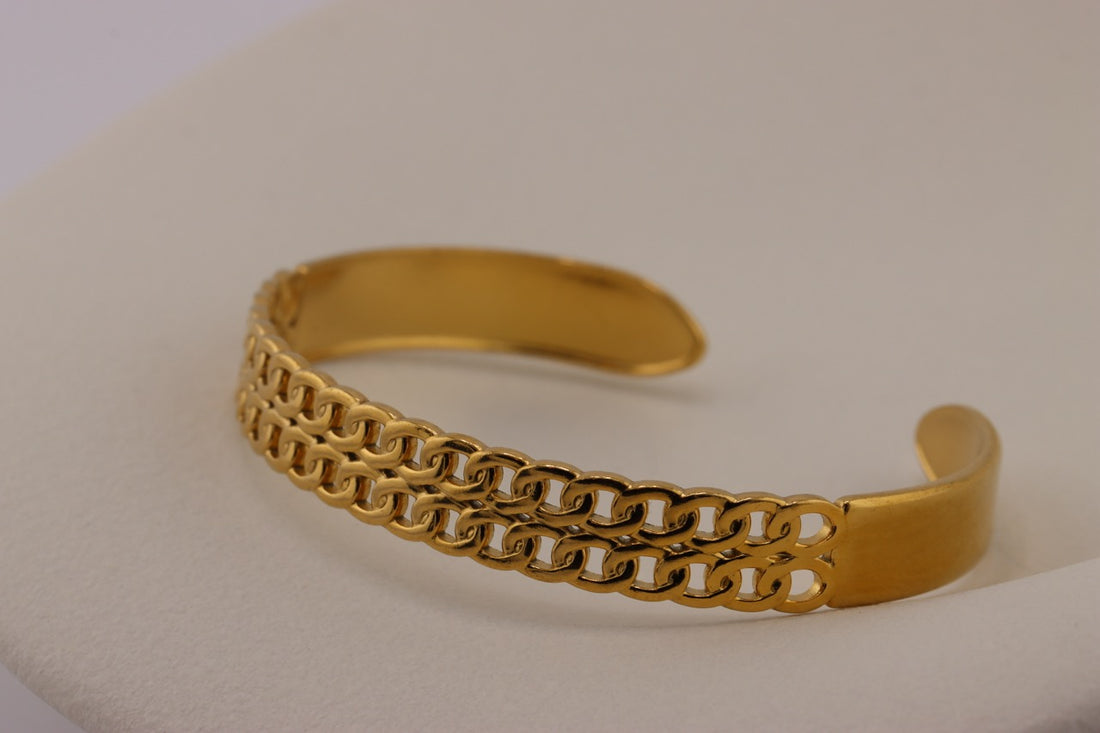 Adjustable Open-Ended Gold Bangle