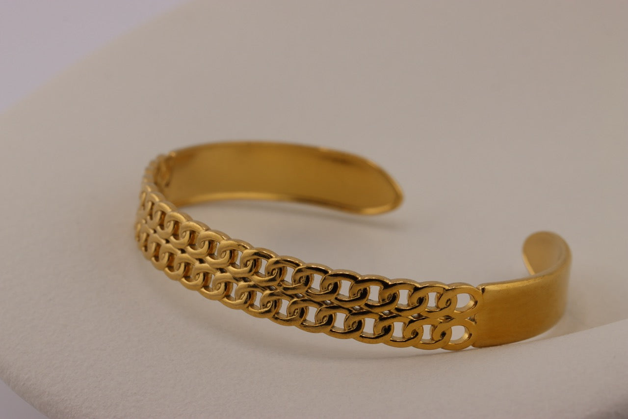 Adjustable Open-Ended Gold Bangle