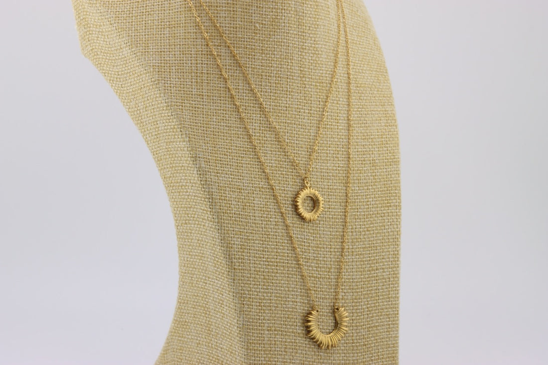 Golden Radiance Bloom: Duo Necklace