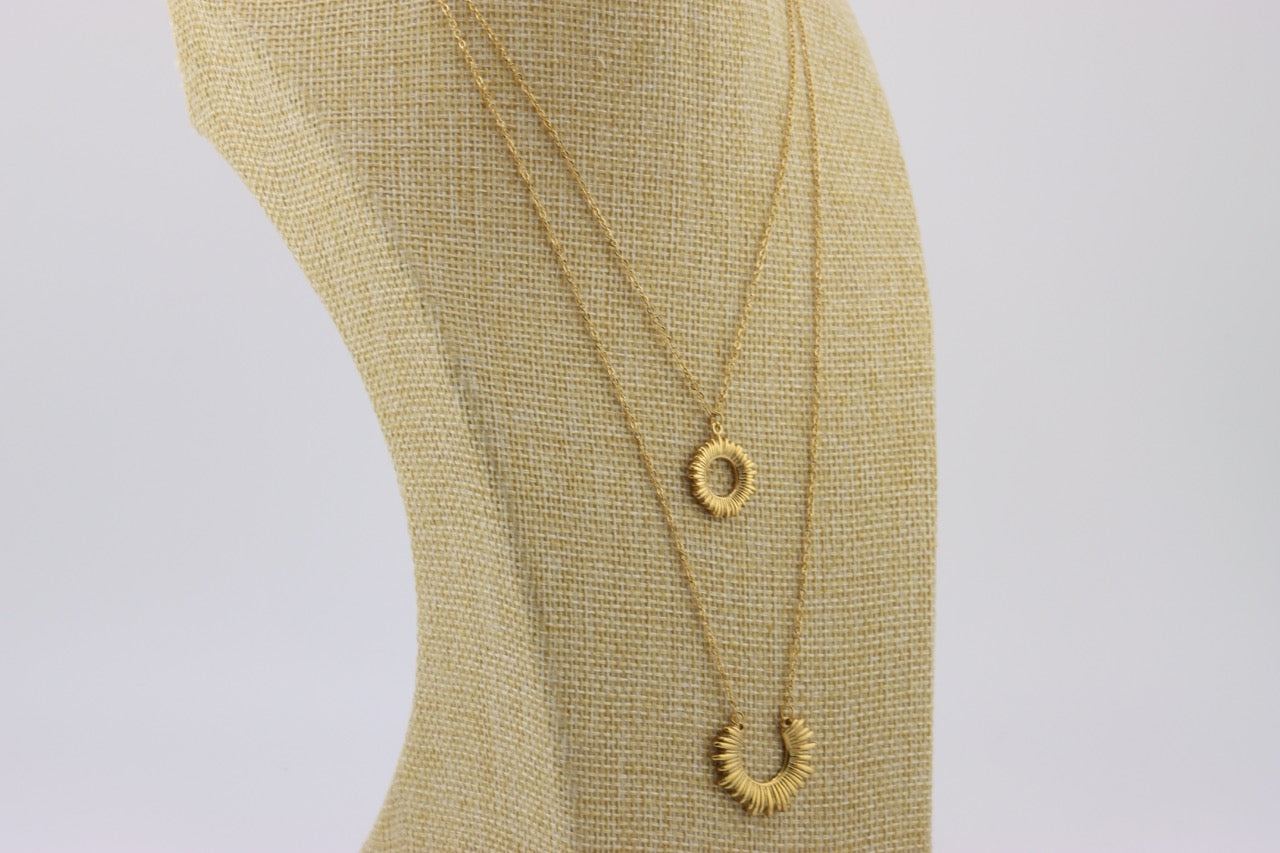 Golden Radiance Bloom: Duo Necklace