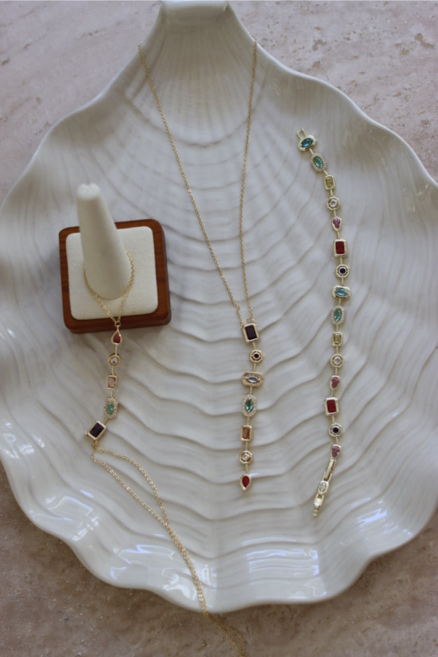 Gem Grace Schmuckset - Feines Set mit bunten Steinen
