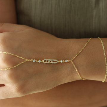 Handkette Damen – Paperclip Design mit Zirkonia