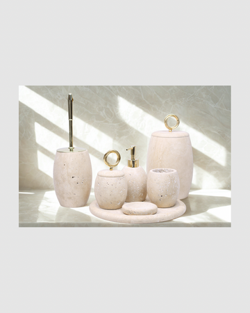 Terra – 7-teiliges Badset aus Travertin