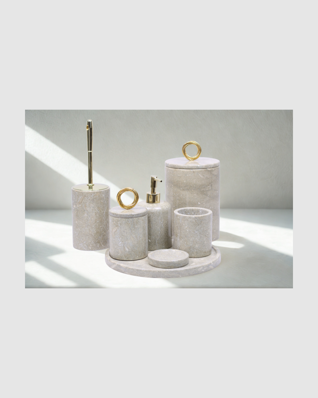 Verde – 7-teiliges Badset aus grünem Marmor