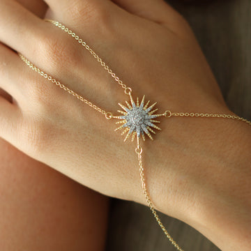 Handkette Damen – Sonnenmotiv mit Zirkonia
