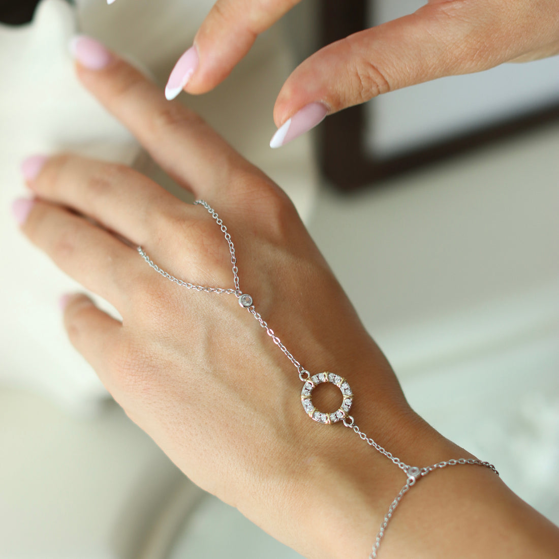 Handkette Damen – Kreis mit Zirkonia