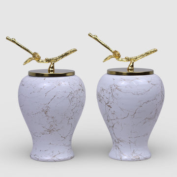 Golden Duo Keramikgefässe - Gold-Weiss mit Golddeckel