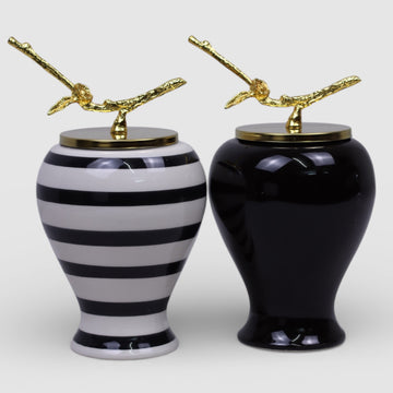 Golden Duo Keramikgefässe - Zebra Golddeckel