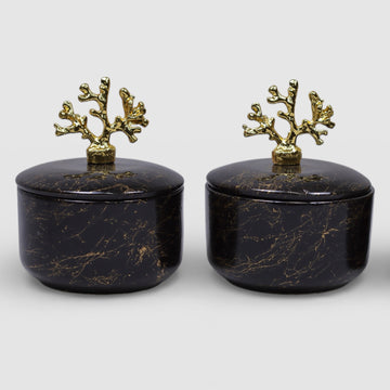 Coral Charm Keramikdosen - 2er Set Black Marble