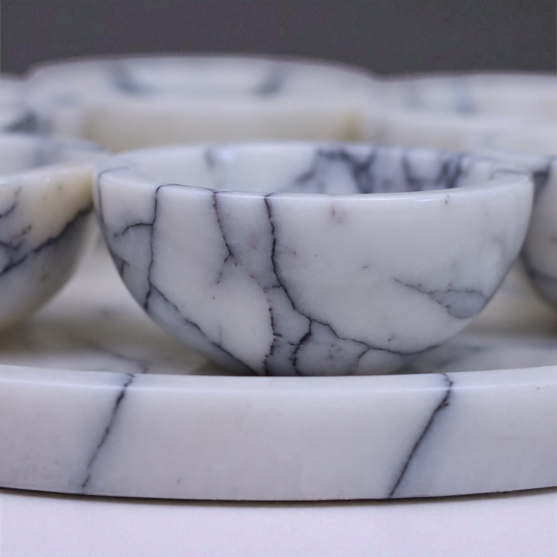 Violett Elegance - Schalen Set & Marmor-Tablett