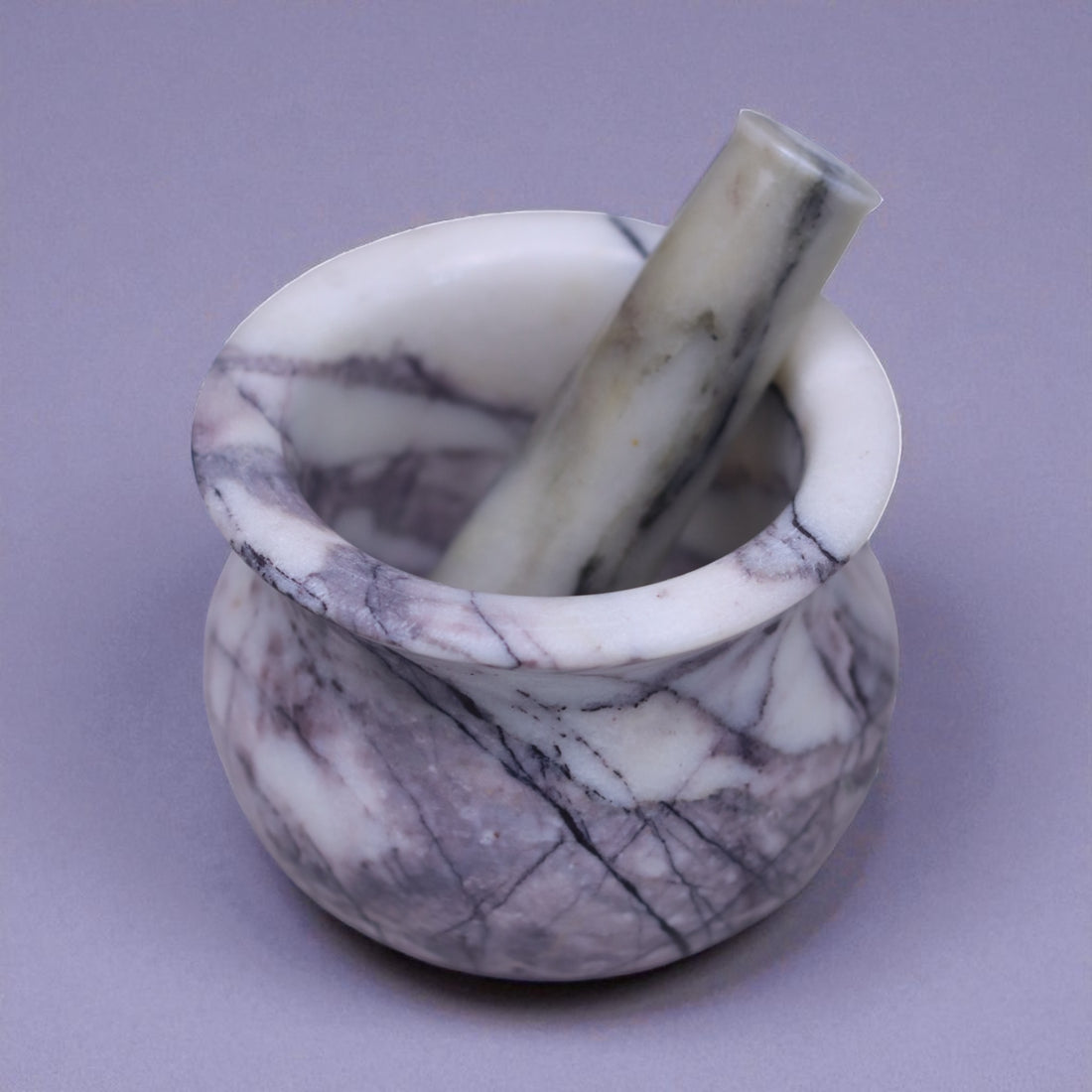 Violett Elegance - Mörser aus massivem Marmor