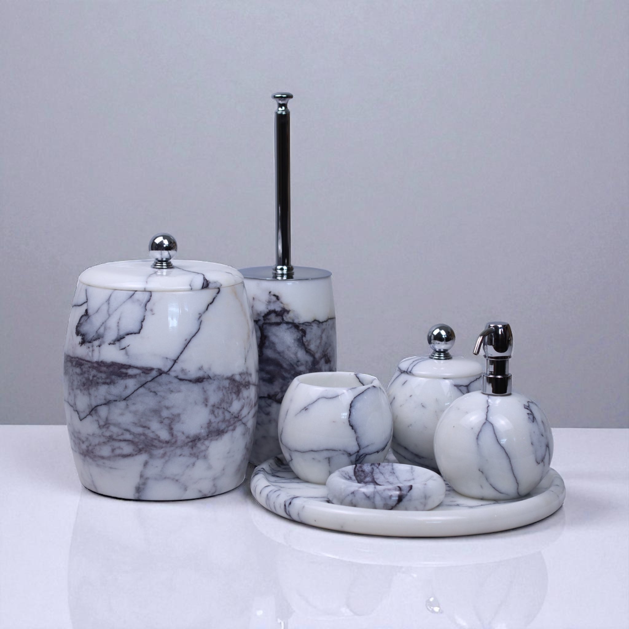 Violett Elegance Deluxe – 7-teiliges Badset aus Marmor