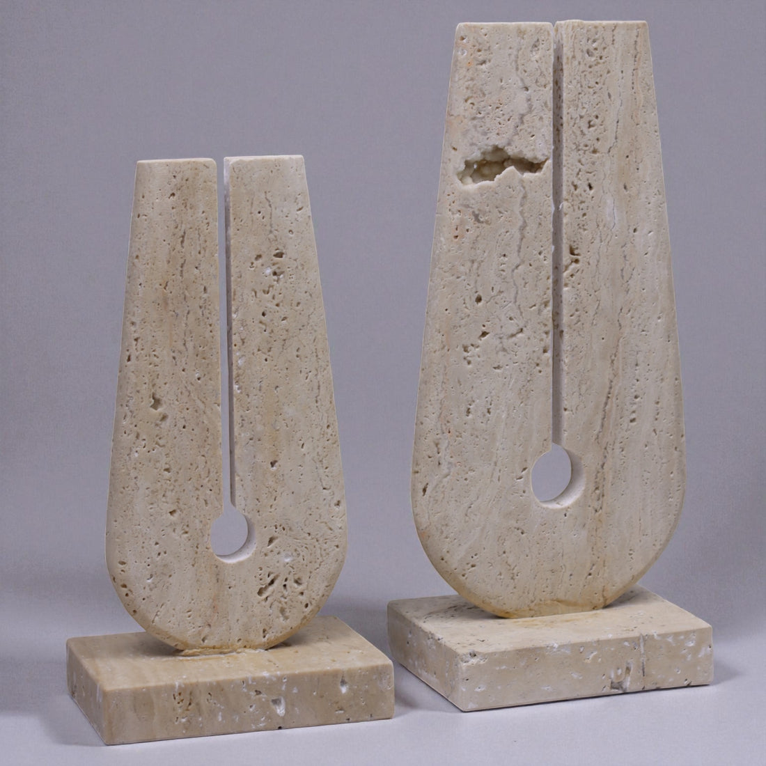 Duo Balance - Dekorationsset aus massivem Travertin