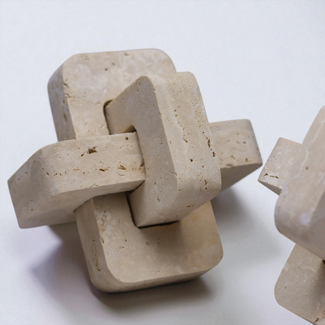 Travertin Skulptur Eternal Knot – 2er Set