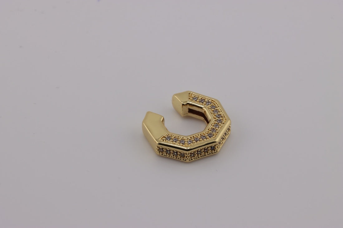 "Hexagonal Elegance Ear Cuff Silver"