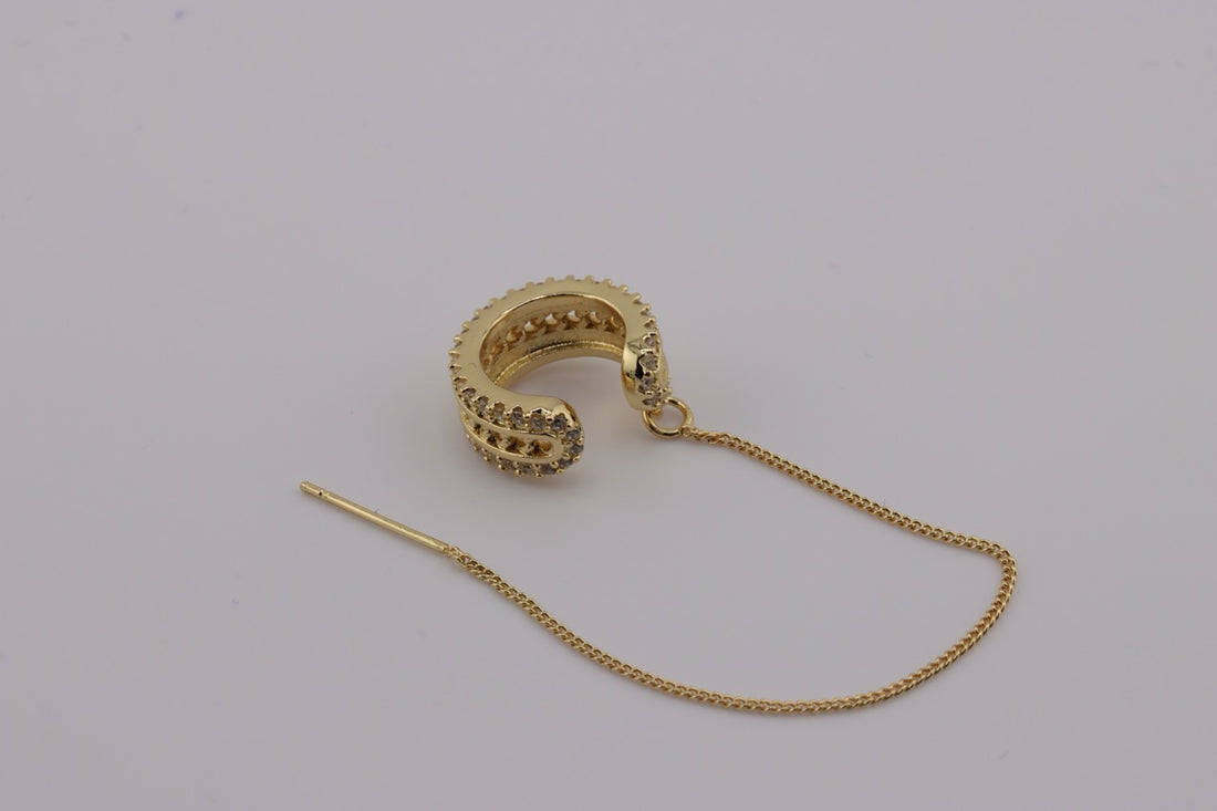 Spiral Drop Silver Ear Cuff