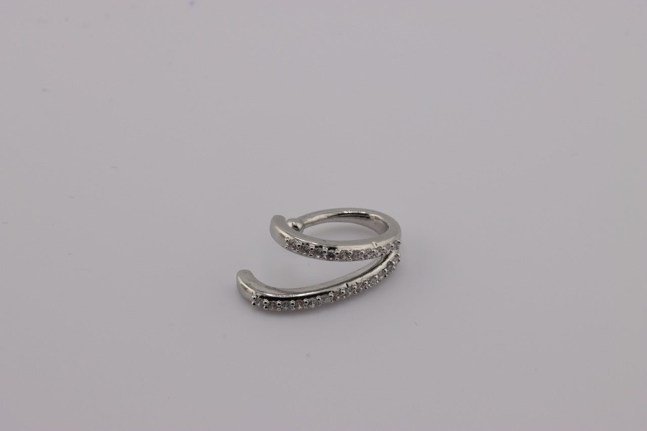 "Silver Crescent Ear Cuff"