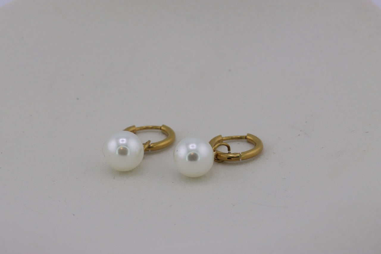 Golden Pearl Hoops